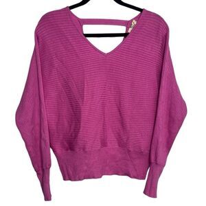 Hippie Rose Ribbed Stretchy Sweater Hot Pink Size Medium
